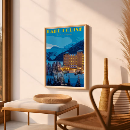 Lake Louise Chateau Fairmont Retro Travel Poster, Alberta Canada, Vintage Canadian Rockies Poster, Canada Print, Banff National Park Poster