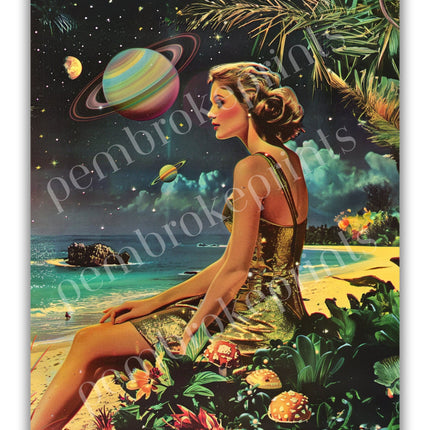 Vintage Vogue Surrealism Styled Magazine Poster, Outer Space Trippy Art, Fashion Magazine Wall Art Print, Vogue Art Print, Psychedelic Art