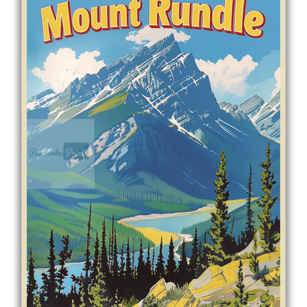Vintage Banff Travel Poster Mount Rundle Alberta Canada Retro Print Canadian Rockies Poster Canada Travel Print Banff National Park Poster