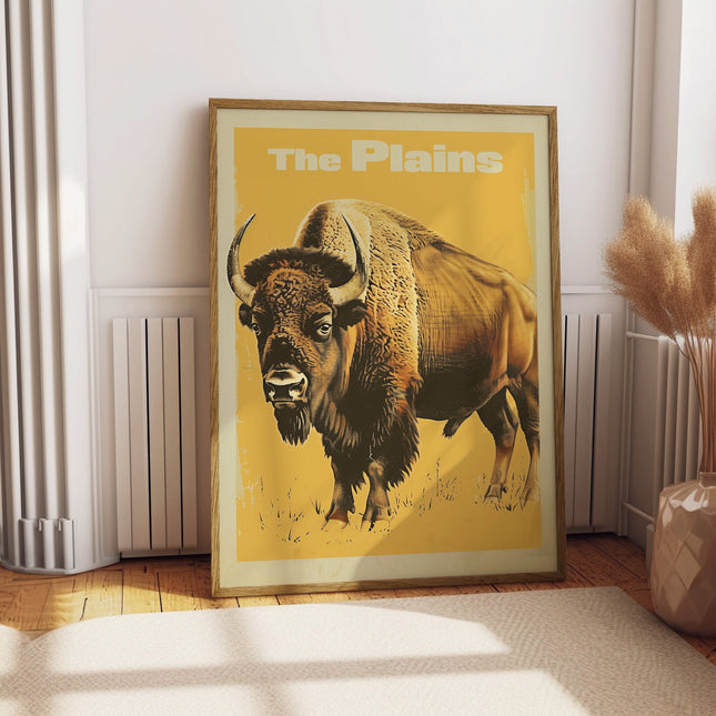 Vintage Bison Print, The Plains Print Retro Outdoors Poster, Retro Travel Poster, Cabin Cottage Wall Art, Outdoor Sports, Dad For him Gift