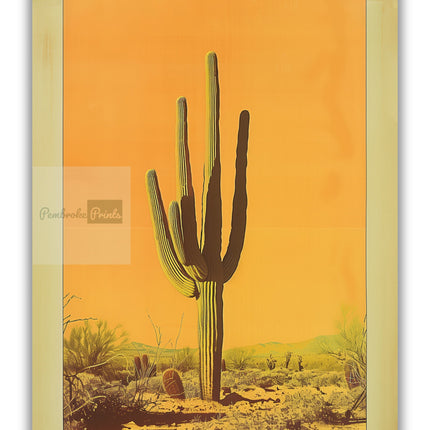 Vintage Saguaro Cactus Print, The Sonoran Desert Print Retro Outdoors Poster, Arizona Cabin Cottage Wall Art, Botanical Cacti Desert Art