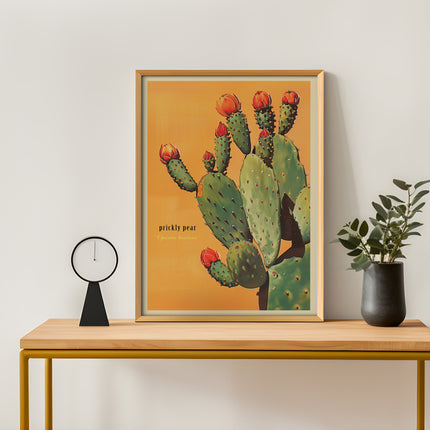 Vintage Prickly Pear Cactus Print, The Sonoran Desert Print Retro Outdoors Poster, Arizona Cabin Cottage Wall Art, Botanical Cacti Desert