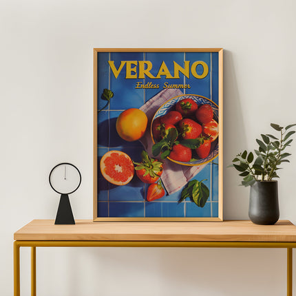 Vintage Verano Poster Print for Kitchen Endless Summer Art for Beach House Poster Retro Psychedelic Trippy Illustration