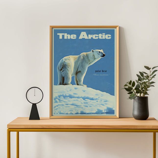 Vintage Polar Bear Print Retro Alaskan Poster Outdoors Poster Travel Poster Cabin Cottage Wall Art The Artic Sports Dad For him Gift