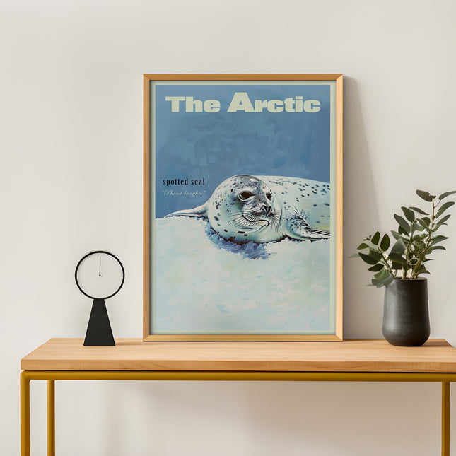 Vintage Spotted Seal Print Retro Alaskan Poster Outdoors Poster Travel Poster Cabin Cottage Wall Art The Artic Sports Dad For him Gift