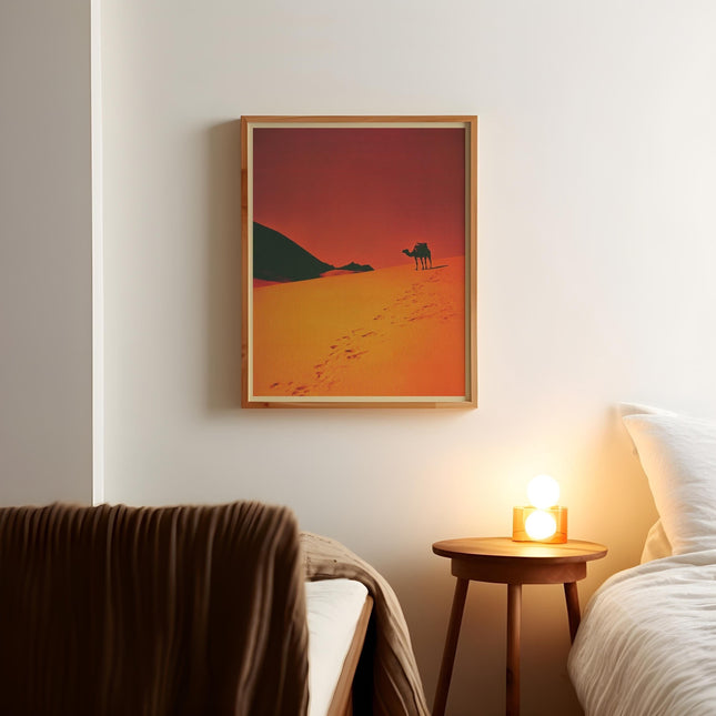 Vintage Camel Exploring Advertisement Photo Poster Retro Sahara Desert Outdoor Travelling Print 1980s Catalogue Magazine Art Poster