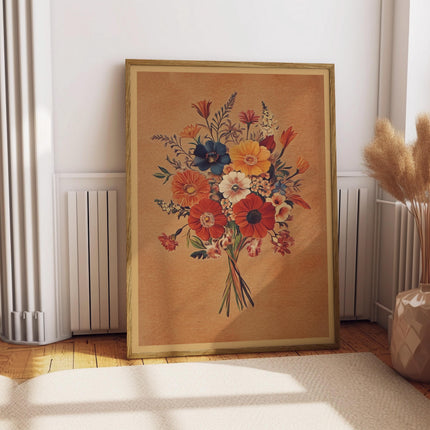 Vintage French Style Flower Bouquet Painting Print Neutral Styled Floral Print Victorian Botanical Illustration Farmhouse Chic Poster
