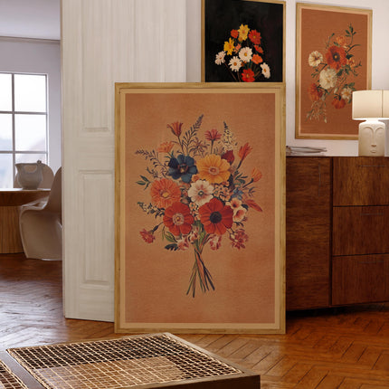 Vintage French Style Flower Bouquet Painting Print Neutral Styled Floral Print Victorian Botanical Illustration Farmhouse Chic Poster