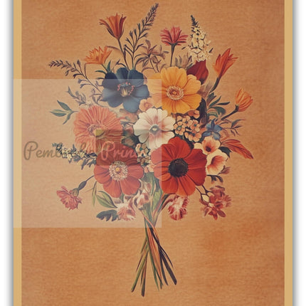 Vintage French Style Flower Bouquet Painting Print Neutral Styled Floral Print Victorian Botanical Illustration Farmhouse Chic Poster