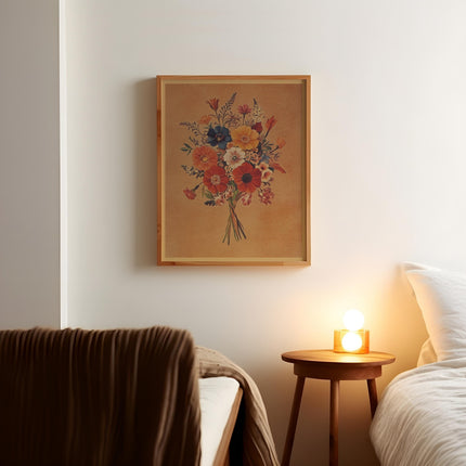 Vintage French Style Flower Bouquet Painting Print Neutral Styled Floral Print Victorian Botanical Illustration Farmhouse Chic Poster