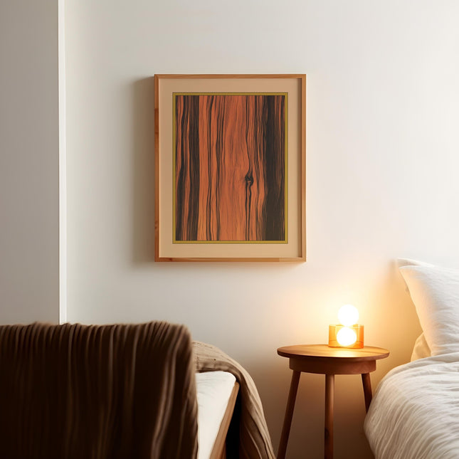 Dark Rosewood Wall Decor Rustic Boho Style Print Luxury Antique Wooden Style Living Room Wall Art Mid Century Modern Minimalist Simplistic