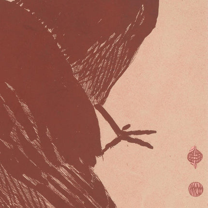 Red Crow Norse Folk Art Poster Mystical Moon Illustration Flowery Witchy Spiritual Print Botanical Boho Wall Art Japanese Woodblock Print