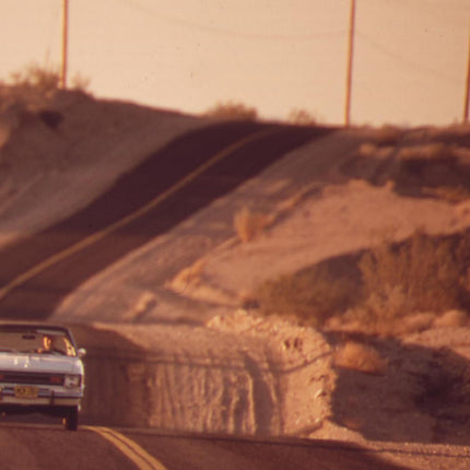 Driving Down Desert Highway Print Fine Art Photography Desert Driving Wall Decor Car Driving Photo for Bar Room Retro Summer Y2K Photo
