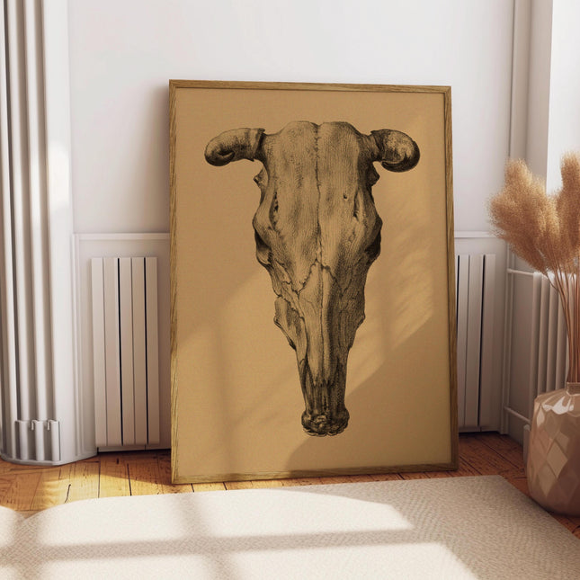 Vintage Cow Skull Pencil Drawing Poster Western Cowboy Wall Art Retro Cowgirl Art Print Farmhouse Wall Decor Desert Themed Boho Print
