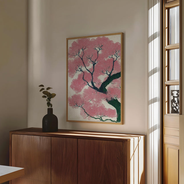 Japanese Cherry Blossom Print, Vintage Ukiyo-e Style Wall Art, Minimalist Floral Poster, Asian Inspired Sakura Decor, Japanese Woodblock Art