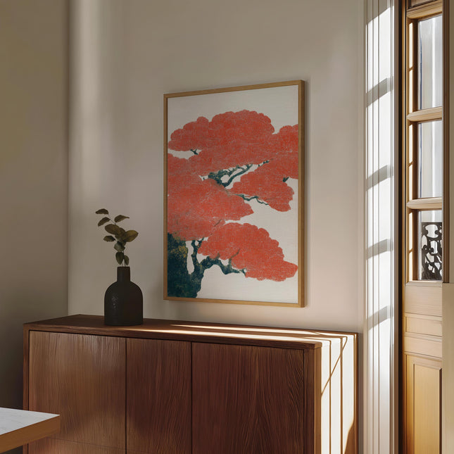 Japanese Bonsai Tree Print, Vintage Ukiyo-e Style Wall Art, Minimalist Tree Poster, Asian Inspired Sakura Decor, Japanese Woodblock Art