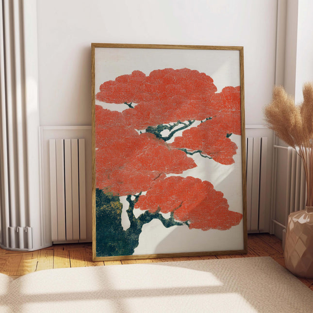 Japanese Bonsai Tree Print, Vintage Ukiyo-e Style Wall Art, Minimalist Tree Poster, Asian Inspired Sakura Decor, Japanese Woodblock Art