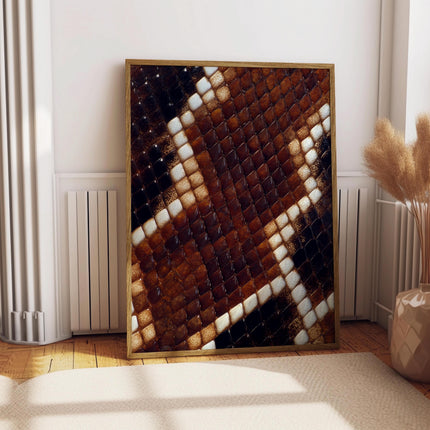 Snake Skin Pattern Wall Art Print, Brown and White Reptile Texture Poster, Nature Macro Photography, Animal Pattern Decor