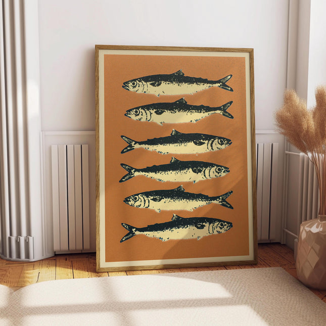 Retro Pop Art Sardines Print, Vintage Outdoors Magazine Poster, Cabin Cottage Wall Art, Fishing Wall Decor, Poster for Dad