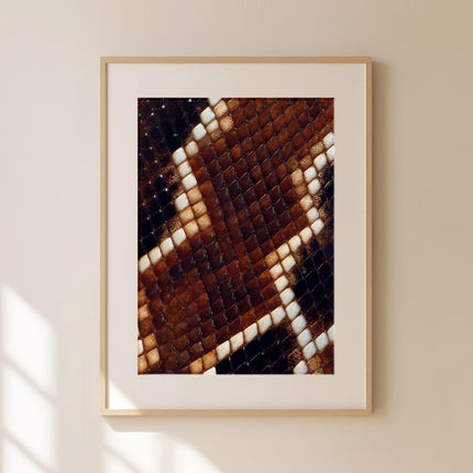 Snake Skin Pattern Wall Art Print, Brown and White Reptile Texture Poster, Nature Macro Photography, Animal Pattern Decor