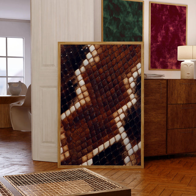 Snake Skin Pattern Wall Art Print, Brown and White Reptile Texture Poster, Nature Macro Photography, Animal Pattern Decor