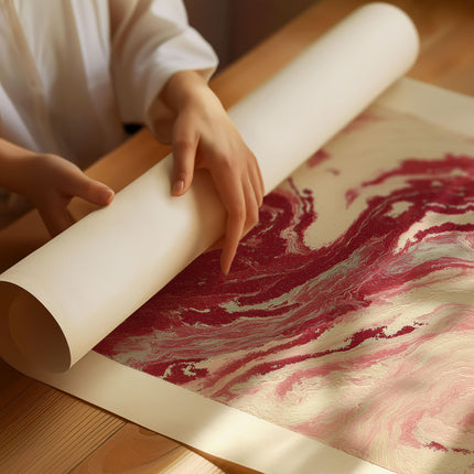 Abstract Red and White Swirl Art Print, Vibrant Minimalist Poster, Modern Maroon Wall Art, Contemporary Textured Artwork for Home Décor