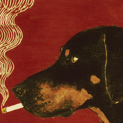 Dog Smoking a Cigarette Print, Vintage Dog Artwork, Funny Animal Art, Whimsical Wall Art, Poster for Bar Cart, Quirky Kitchen Wall Art
