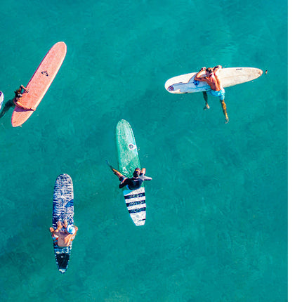 Aerial Surf Photography Wall Art, Coastal Cowgirl Decor, Surfers in Ocean Print, Modern Beach House Surf Wall Art