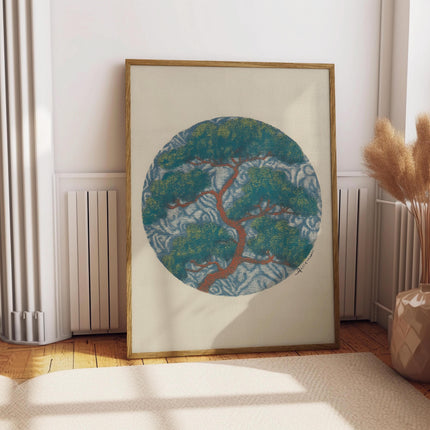 Japanese Tree Art Print, Vintage Abstract Botanical Illustration, Minimalist Zen Wall Art, Asian Inspired Nature Poster