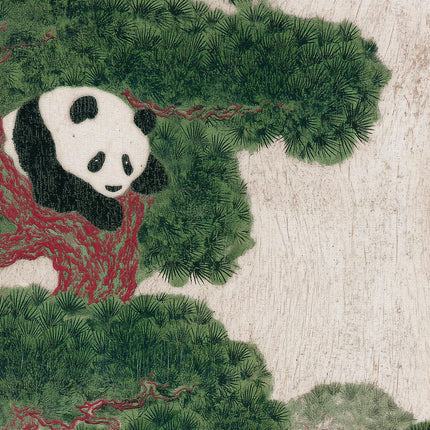 Japanese Panda Print, Vintage Japanese Wall Art, Asian Inspired Animal Poster, Retro Ukiyo-e Wall Art,  Panda Bear in Tree Poster