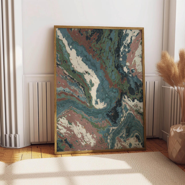 Mid Century Modern Marble Abstract Art Print, Contemporary Swirl Painting Poster, Organic Textured Wall Art, MCM Decor