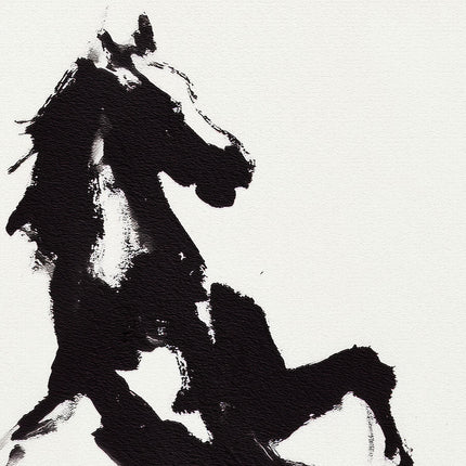 Black and White Horse Wall Art Print, Equestrian Silhouette Poster, Western Ranch Décor, Minimalist Horse Artwork, Oil Painting Print
