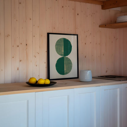 Minimalist Boho Geometric Wall Art Print, Modern Abstract Circles Poster, Green Mid Century Decor, Neutral Scandinavian Home Decor