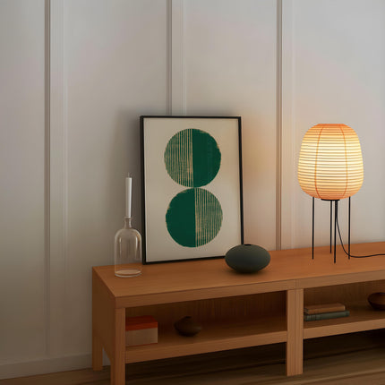 Minimalist Boho Geometric Wall Art Print, Modern Abstract Circles Poster, Green Mid Century Decor, Neutral Scandinavian Home Decor