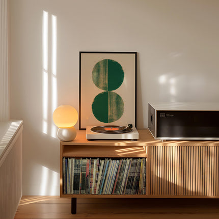 Minimalist Boho Geometric Wall Art Print, Modern Abstract Circles Poster, Green Mid Century Decor, Neutral Scandinavian Home Decor