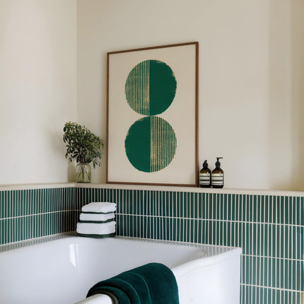 Minimalist Boho Geometric Wall Art Print, Modern Abstract Circles Poster, Green Mid Century Decor, Neutral Scandinavian Home Decor