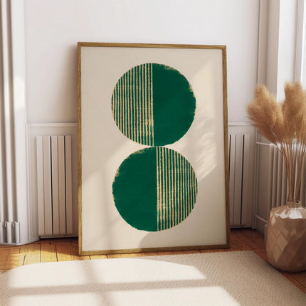 Minimalist Boho Geometric Wall Art Print, Modern Abstract Circles Poster, Green Mid Century Decor, Neutral Scandinavian Home Decor
