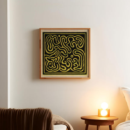 Abstract Line Art Poster, Summer Beach Wall Art, Retro Inspired Boho Decor, 70s Psychedelic Aura Print,  Funky Y2K Decor
