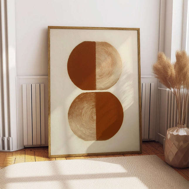 Burnt Orange Abstract Geometric Print, Organic Minimalist Wall Art, Boho Neutral Decor, Modern Eclectic Apartment Artwork