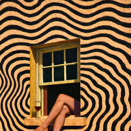 Woman Legs in Window Art Poster, Minimalist Abstract Wall Art, Retro Surreal Window Art Print, Modern Eclectic Wall Decor, Trippy Wall Decor