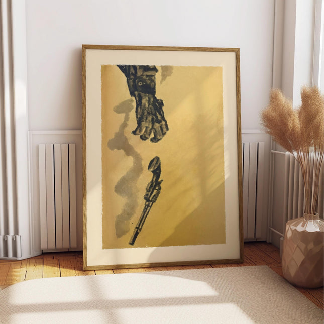 Surreal Cowboy Hand Art Print, Vintage Western Wall Art, Abstract Rodeo Illustration, Dark Minimalist Rustic Home Decor