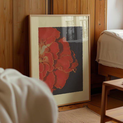 Crimson Abstract Floral Painting, Expressive Red Flower Wall Art, Contemporary Botanical Print, Modern Statement Decor