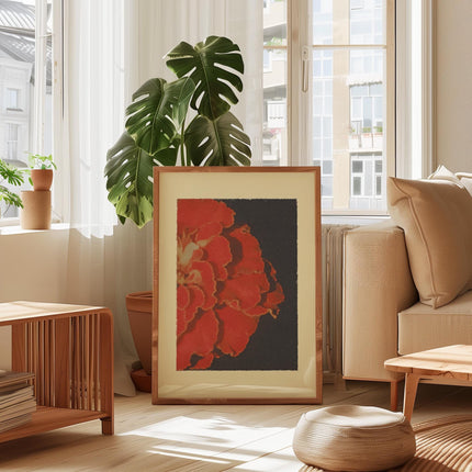 Crimson Abstract Floral Painting, Expressive Red Flower Wall Art, Contemporary Botanical Print, Modern Statement Decor