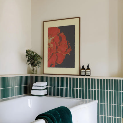 Crimson Abstract Floral Painting, Expressive Red Flower Wall Art, Contemporary Botanical Print, Modern Statement Decor