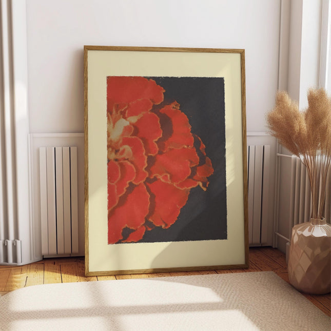 Crimson Abstract Floral Painting, Expressive Red Flower Wall Art, Contemporary Botanical Print, Modern Statement Decor