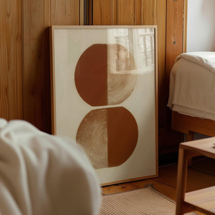 Burnt Orange Abstract Geometric Print, Organic Minimalist Wall Art, Boho Neutral Decor, Modern Eclectic Apartment Artwork