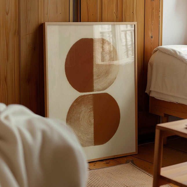 Burnt Orange Abstract Geometric Print, Organic Minimalist Wall Art, Boho Neutral Decor, Modern Eclectic Apartment Artwork