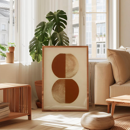 Burnt Orange Abstract Geometric Print, Organic Minimalist Wall Art, Boho Neutral Decor, Modern Eclectic Apartment Artwork