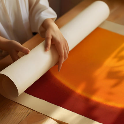 Retro Sun Painting Print, Psychedelic Aura Wall Art, Warm Gradient Solar Poster, 70s Inspired Abstract Home Decor