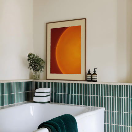 Retro Sun Painting Print, Psychedelic Aura Wall Art, Warm Gradient Solar Poster, 70s Inspired Abstract Home Decor